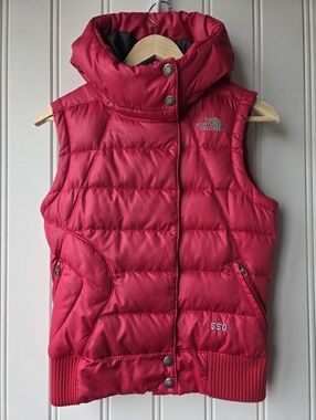 The North Face 550 Down Fill Quilted Hooded Zip Up Vest Womens Small